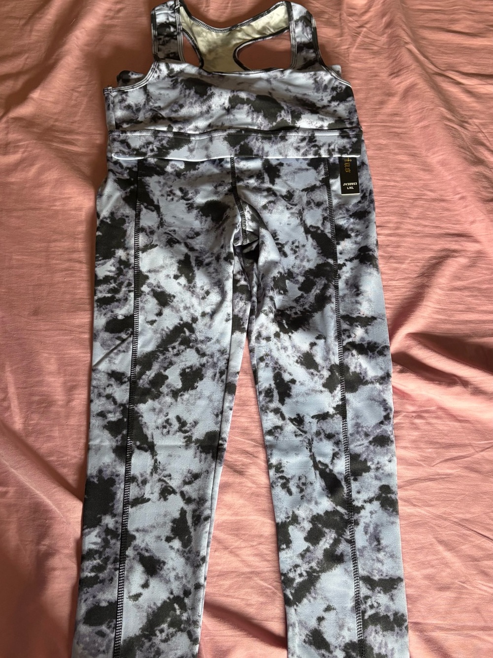 JVINI Black & White Tie-Dye Women's High-Waist Leggings
